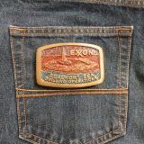 Exxon Beaufort Sea Drilling vintage belt buckle – on jeans back pocket