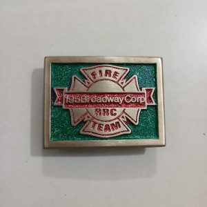 Fire 195 Broadway Corp vintage belt buckle – front view
