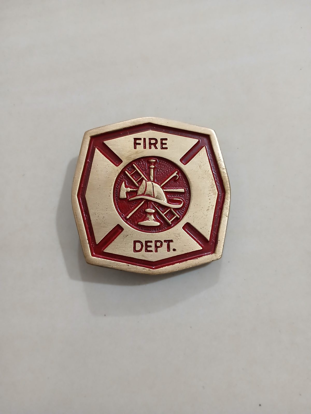 Fire Dept Vintage Belt Buckle – Front view Fire Dept vintage belt buckle – front view