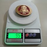 First Team MSA vintage belt buckle – on scale showing weight