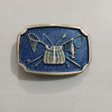 Fishing Creel vintage belt buckle – front view