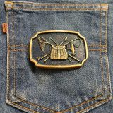 Fishing Creel vintage belt buckle – on jeans back pocket