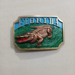 Florida Alligator vintage belt buckle – front view