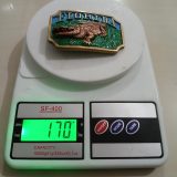 Florida Alligator vintage belt buckle – on scale showing weight