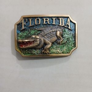Florida Alligator vintage belt buckle – front view