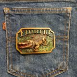 Florida Alligator vintage belt buckle – on jeans back pocket