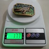 Florida Alligator vintage belt buckle – on scale showing weight