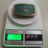 Fluor Arabia Ltd Al Jubail vintage belt buckle – on scale showing weight