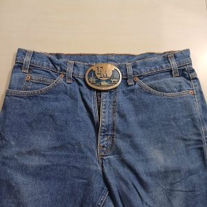 FM Offshore vintage belt buckle – worn on belt with jeans