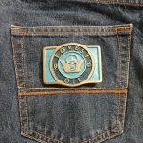 Forest Oil 1916 vintage belt buckle – on jeans back pocket