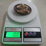 Gandalf vintage belt buckle – on scale showing weight