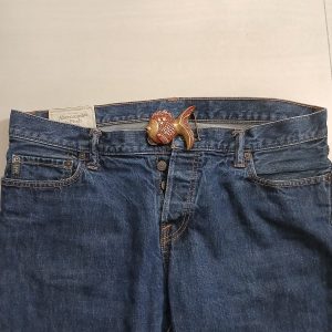 Goldfish vintage belt buckle – worn on belt with jeans