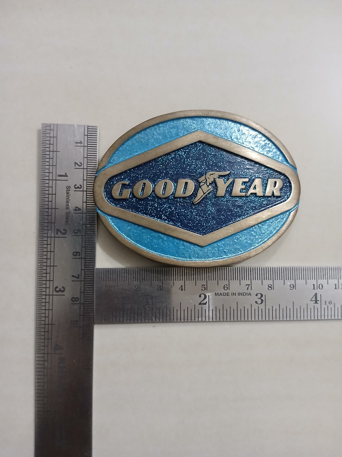 Goodyear Vintage Belt Buckle – With ruler for size Goodyear vintage belt buckle – with ruler for size