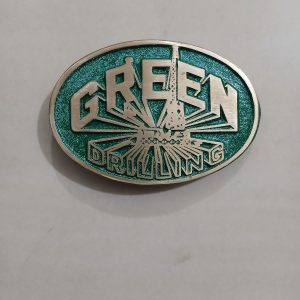 Green Drilling vintage belt buckle – front view