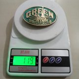 Green Drilling vintage belt buckle – on scale showing weight