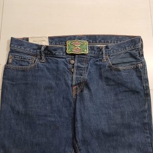Green Floral vintage belt buckle – worn on belt with jeans