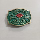 Green Floral vintage belt buckle – front view