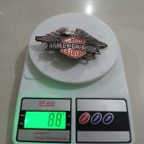 Harley-Davidson Eagle vintage belt buckle – on scale showing weight