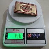 Harley-Davidson MDA vintage belt buckle – on scale showing weight