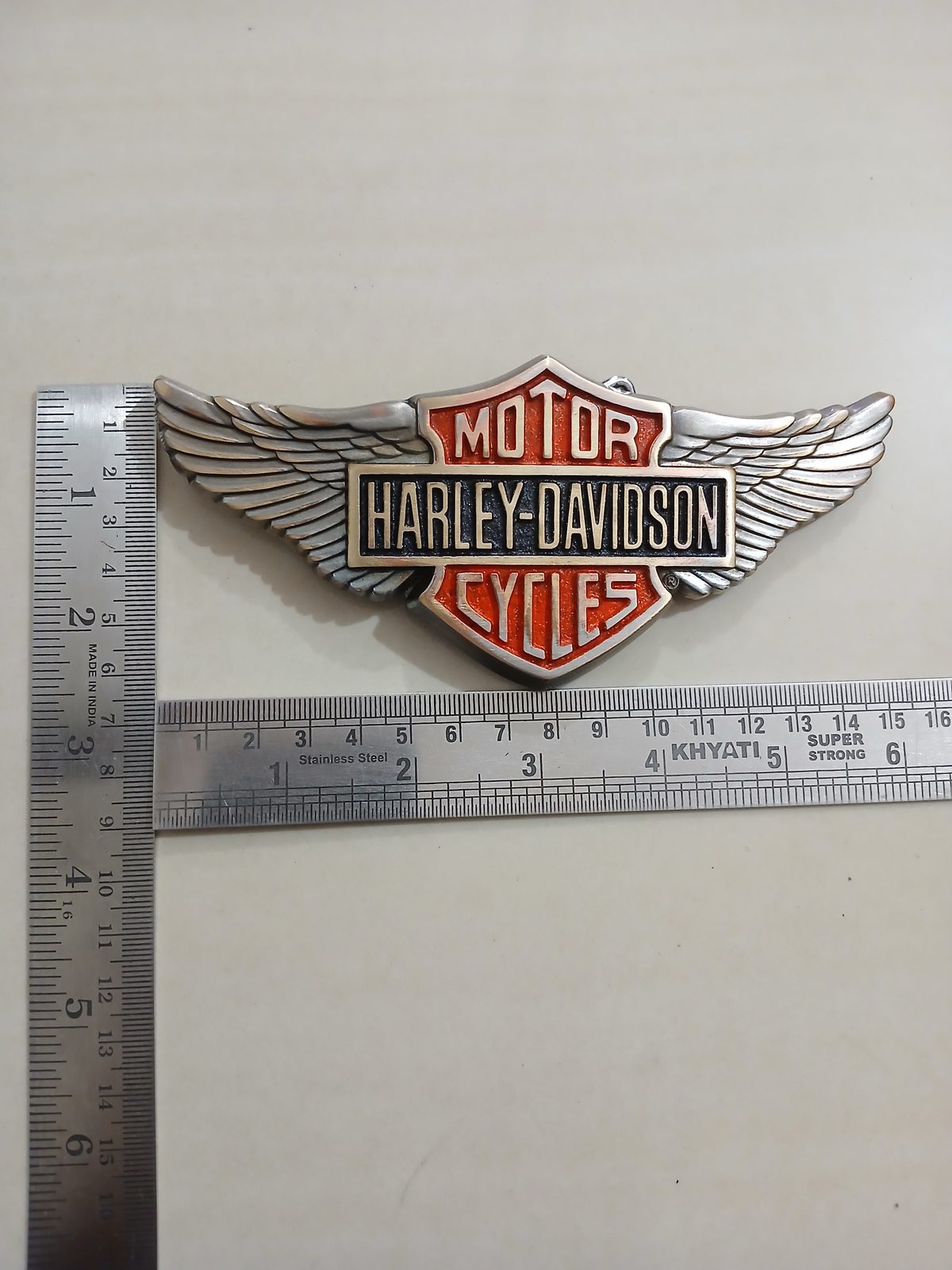 Harley-Davidson Wings Vintage Belt Buckle – With ruler for size Harley-Davidson Wings vintage belt buckle – with ruler for size