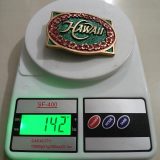 Hawaii vintage belt buckle – on scale showing weight
