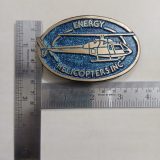 Helicopters Inc vintage belt buckle – with ruler for size
