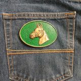 Horse Head vintage belt buckle – on jeans back pocket