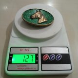 Horse Head vintage belt buckle – on scale showing weight