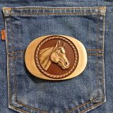 Horse Head vintage belt buckle – on jeans back pocket