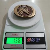 Horse Head vintage belt buckle – on scale showing weight
