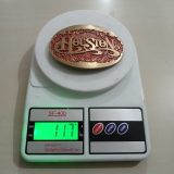 Houston vintage belt buckle – on scale showing weight