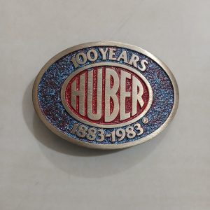 Huber 100 Years 1883-1983 vintage belt buckle – front view