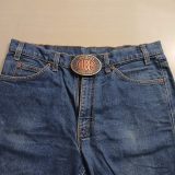 Huber 100 Years 1883-1983 vintage belt buckle – worn on belt with jeans