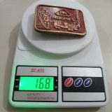 Hughes vintage belt buckle – on scale showing weight