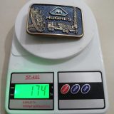 Hughes vintage belt buckle – on scale showing weight