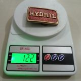 Hydril vintage belt buckle – on scale showing weight
