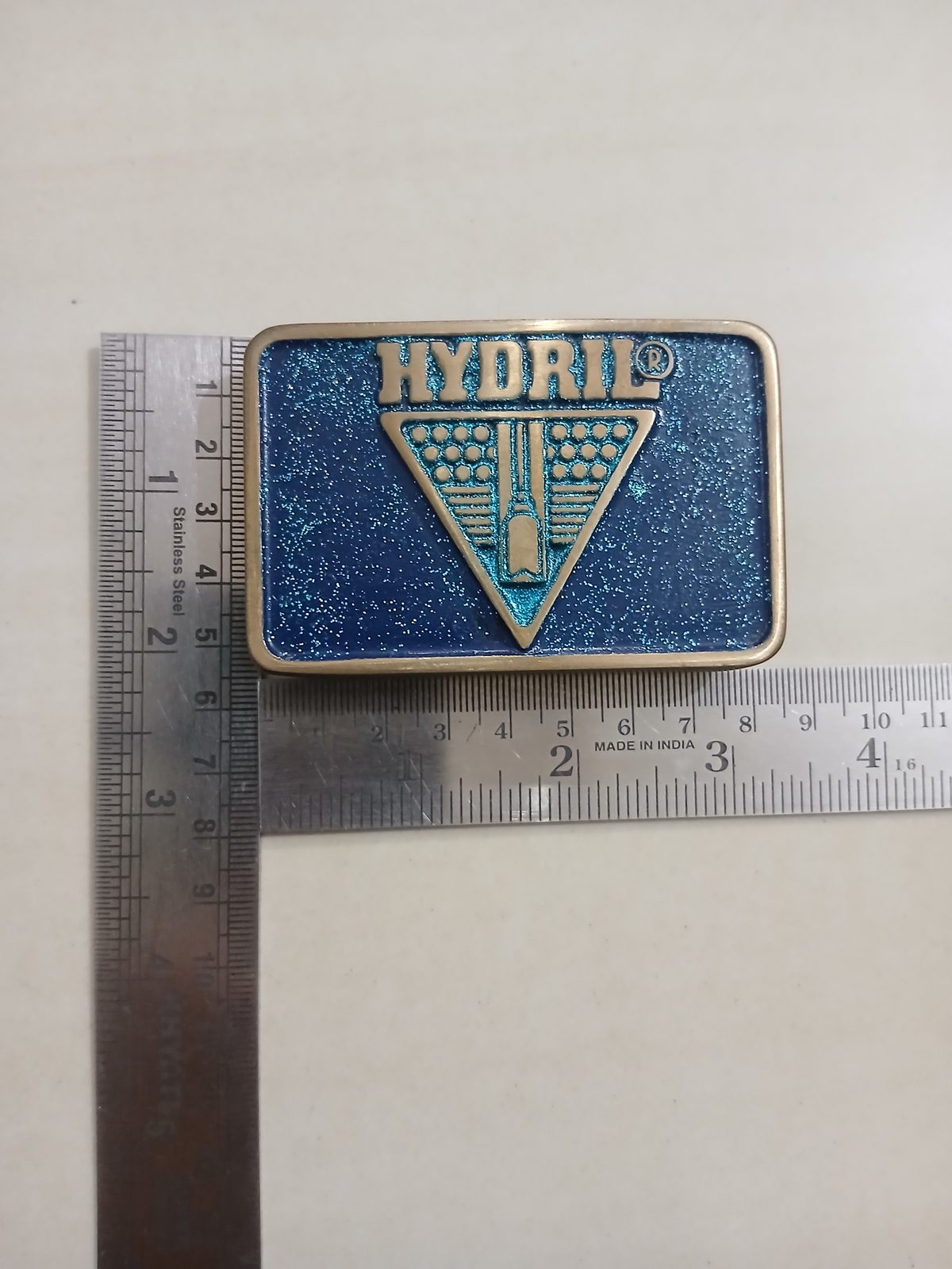 Hydril Vintage Belt Buckle – With ruler for size Hydril vintage belt buckle – with ruler for size