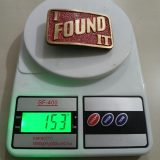 I Found It vintage belt buckle – on scale showing weight