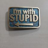 Im With Stupid vintage belt buckle – front view