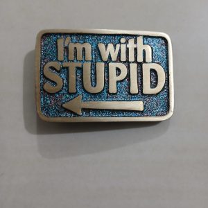 Im With Stupid vintage belt buckle – front view