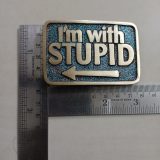 Im With Stupid vintage belt buckle – with ruler for size