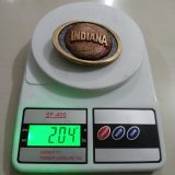 Indiana Basketball vintage belt buckle – on scale showing weight