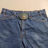 Industrial Cleaning and Coating Offshore Operations vintage belt buckle – worn on belt with jeans