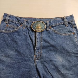 Industrial Cleaning and Coating Offshore Operations vintage belt buckle – worn on belt with jeans