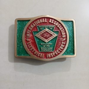 International Association of Electrical Inspectors vintage belt buckle – front view