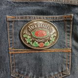 Jack Daniels Old No 7 vintage belt buckle – on jeans back pocket