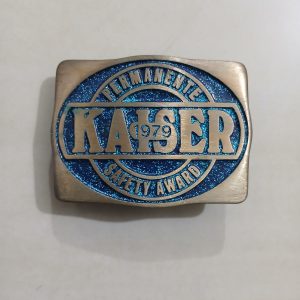 Kaiser Permanente 1979 Safety Award vintage belt buckle – front view