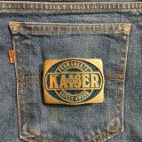 Kaiser Permanente 1979 Safety Award vintage belt buckle – on jeans back pocket