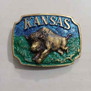 Kansas Buffalo vintage belt buckle – front view