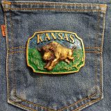 Kansas Buffalo vintage belt buckle – on jeans back pocket